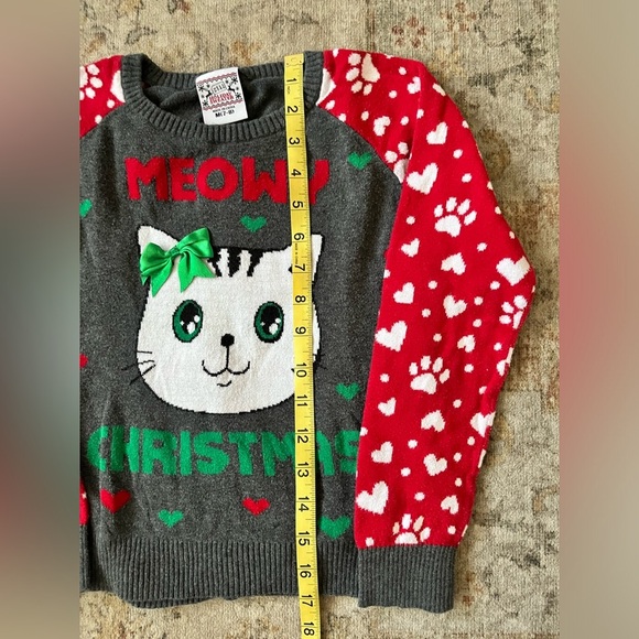Festive Cat Holiday Sweater - Red and Gray - Picture 3 of 3